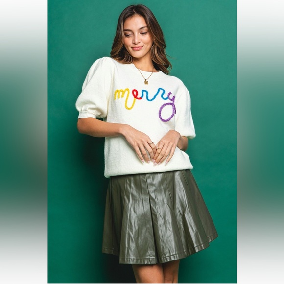 Fabulous Metal Lettering Merry Sweater - Picture 2 of 4